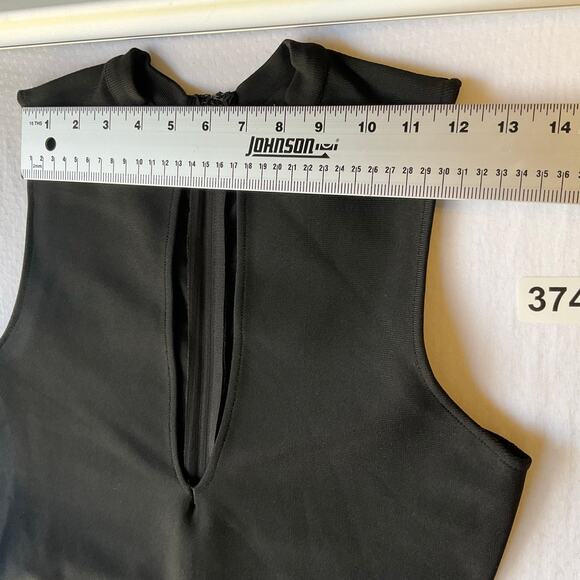 Love J Women Mini Dress size M Sleeveless Deep Cut Sexy Simple Solid Black NWT - Picture 2 of 10